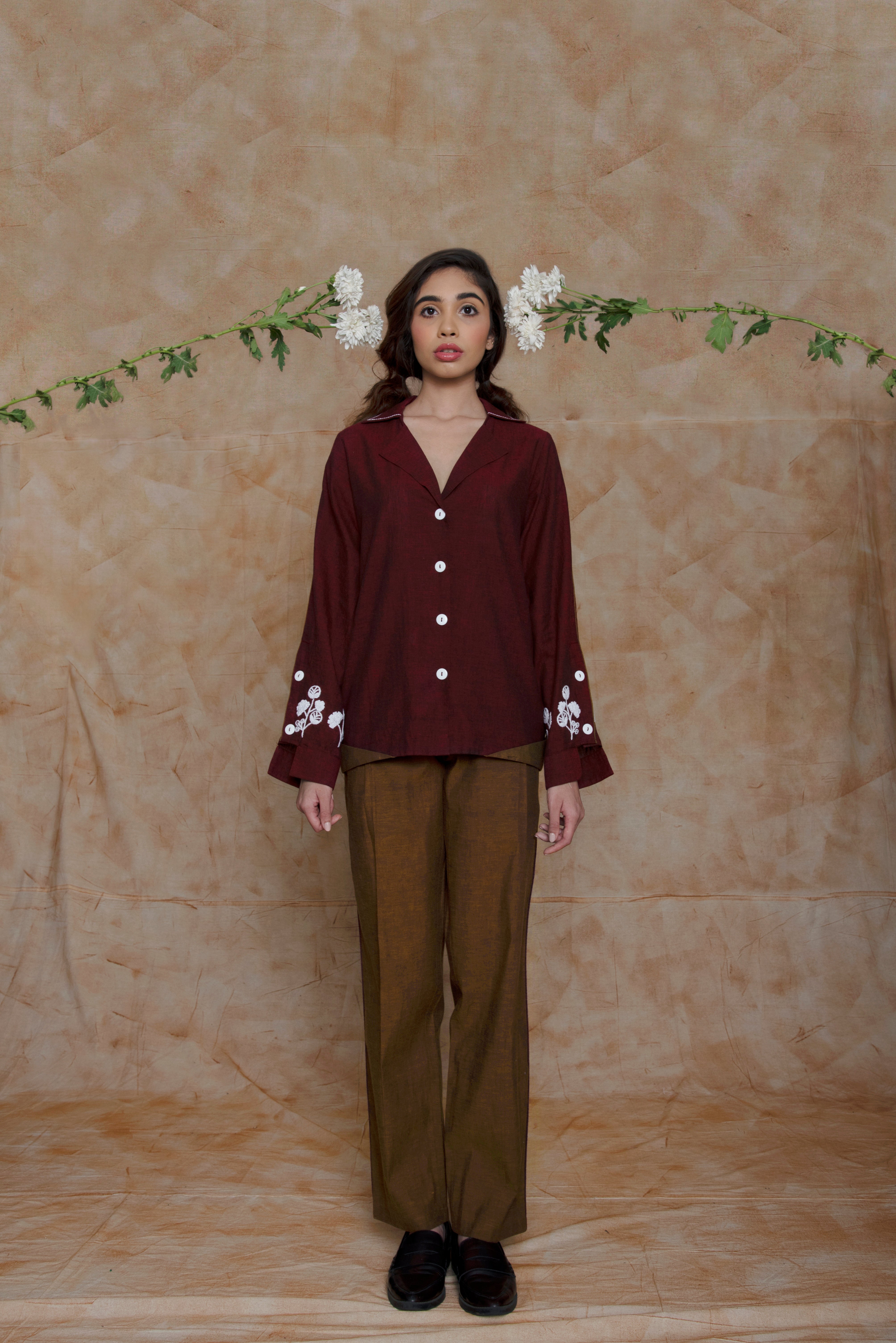 Anushe Pirani Women's Cuban Collar Shirt