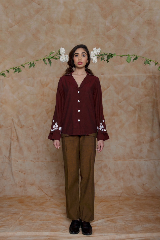 Anushe Pirani Women's Cuban Collar Shirt