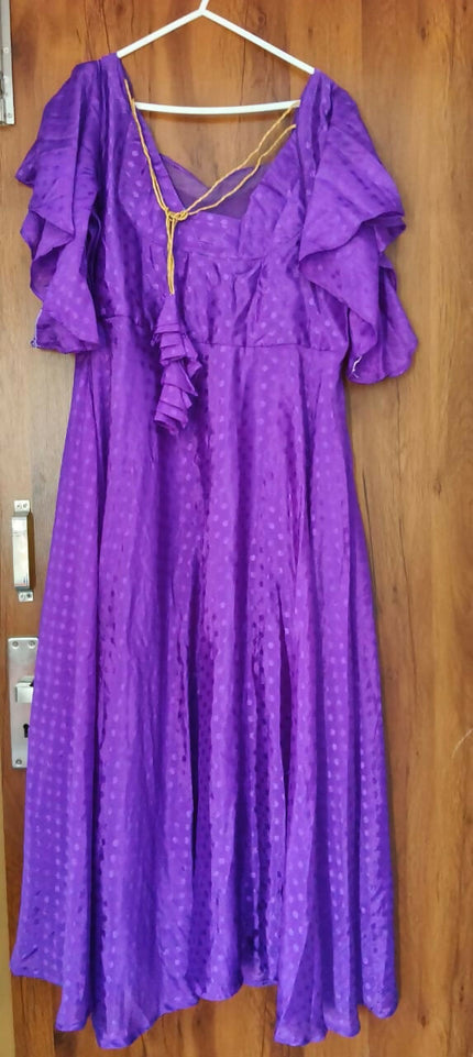 Purple Textured Flared Midi Dress - XL Size