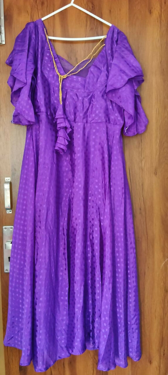 Purple Textured Flared Midi Dress - XL Size