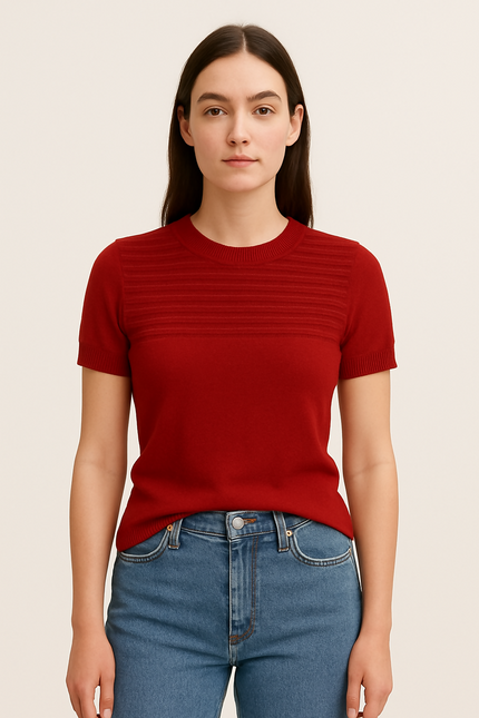 Women's Casual Red High Crop Top - S Size