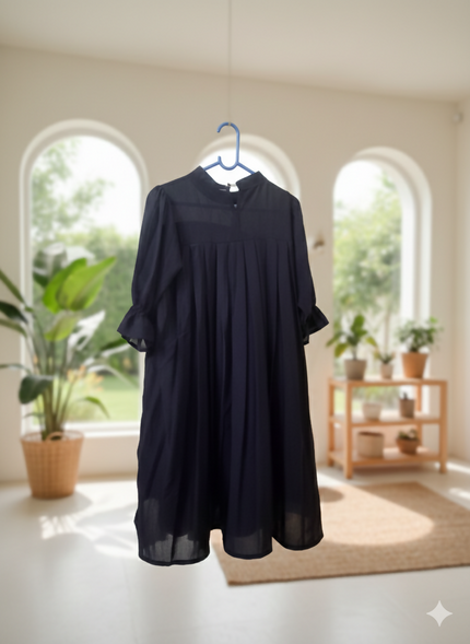 Navy Blue Knee Length Dress - Best Suitable for M Size