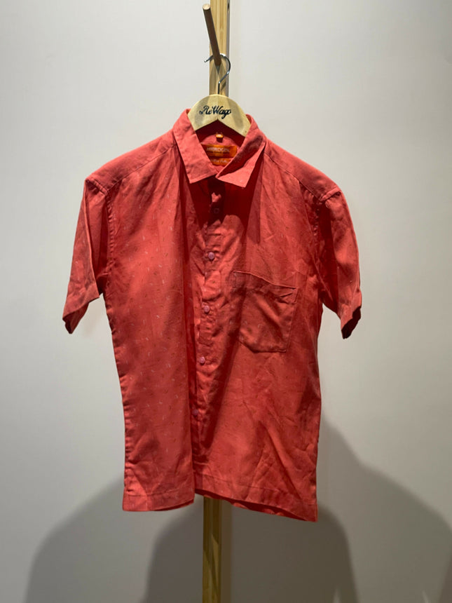 Men's Cotton Casual Orange Shirt - L Size