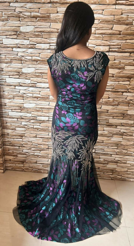 Beautiful dual colour luxury handbeaded gown