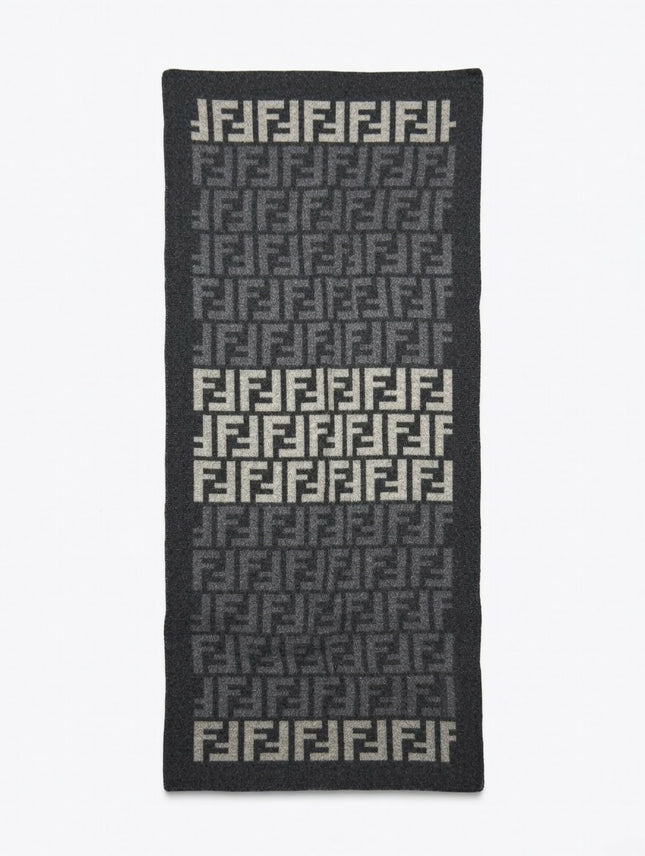 Pre owned FENDI FF MONOGRAM THICK WOOLEN NECK SCARF UNISEX