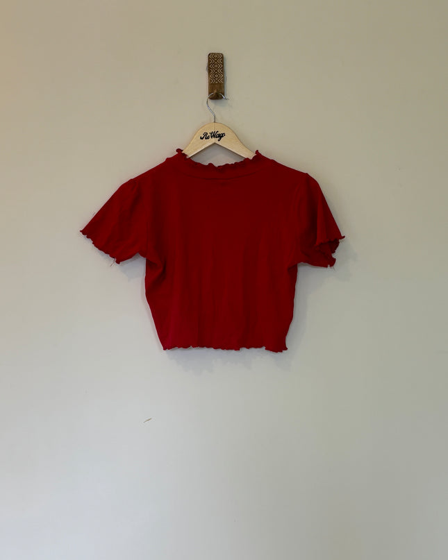 Sassafras Women's Red T-shirt Crop Top - M Size