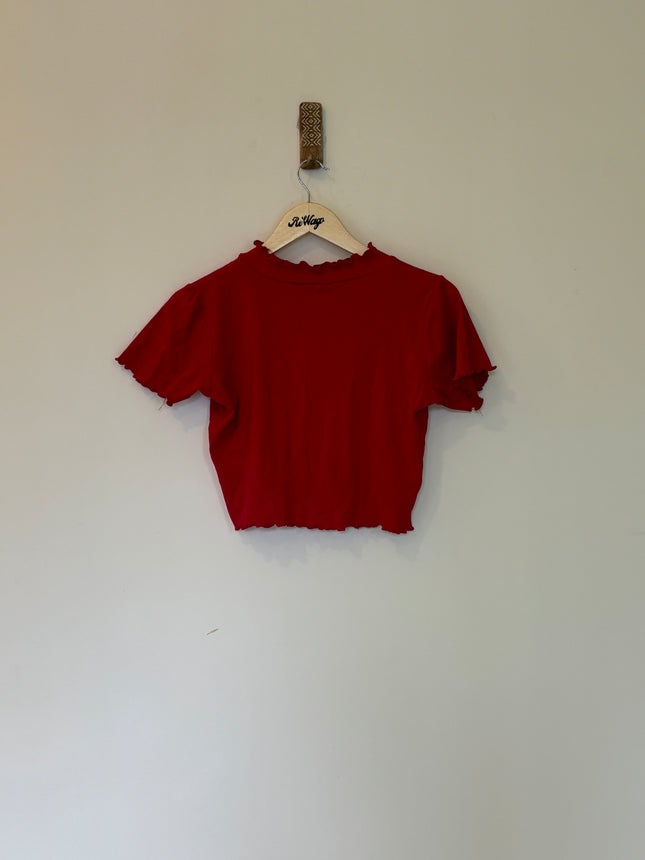Sassafras Women's Red T-shirt Crop Top - M Size
