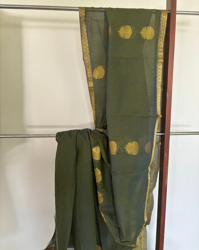 Women’s Saree With Golden Brocades and Works
