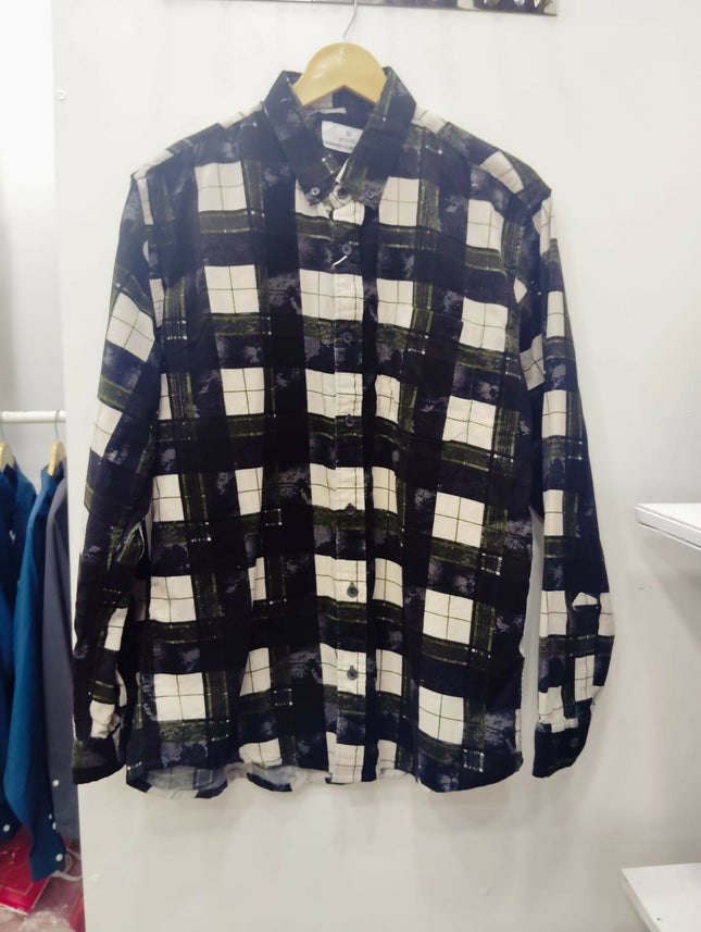 Men's Casual Check Black Shirt - (M, L, XL) Size [ not used ]