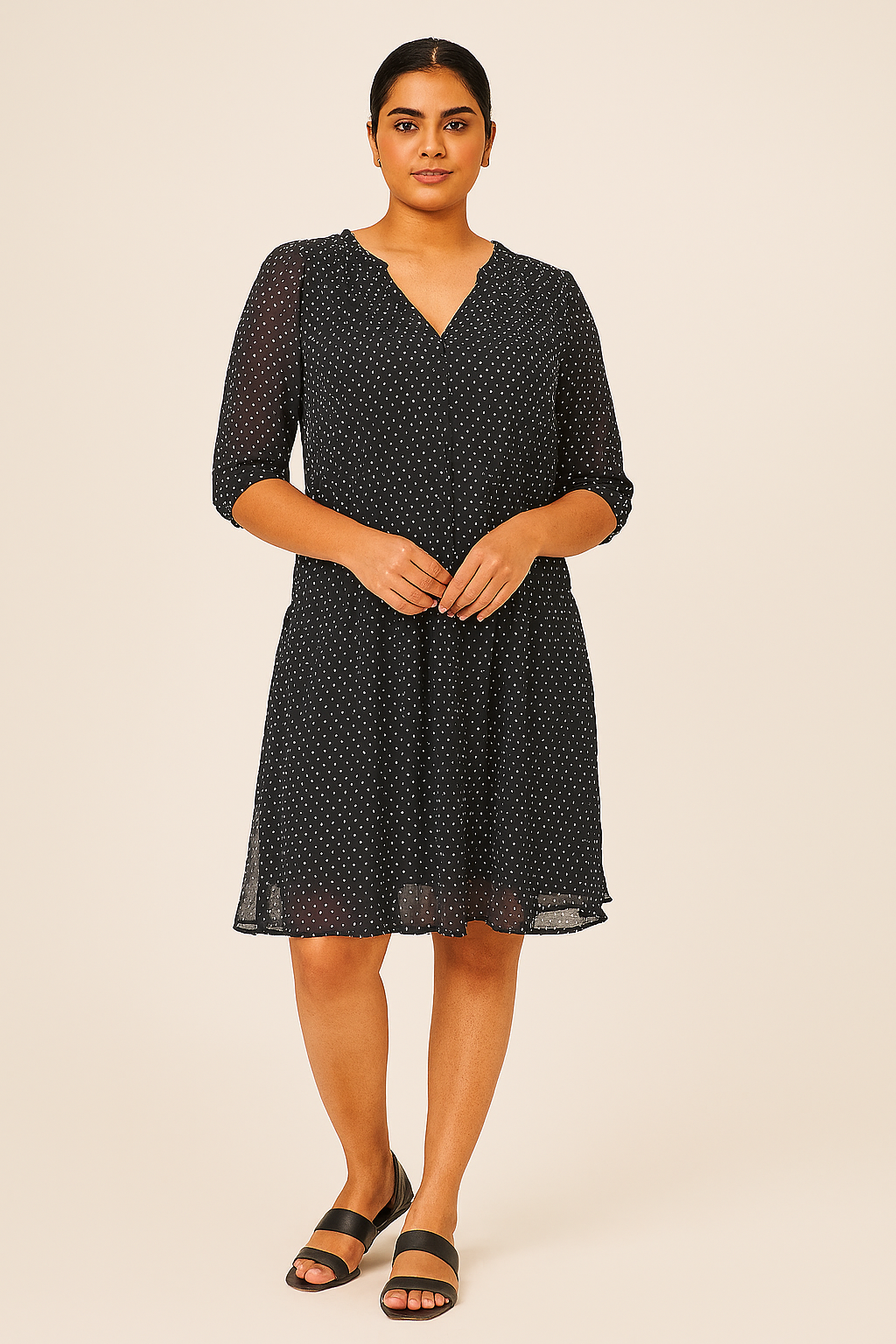 ADSUM Women' Navy Blue Mid Dress - L Size