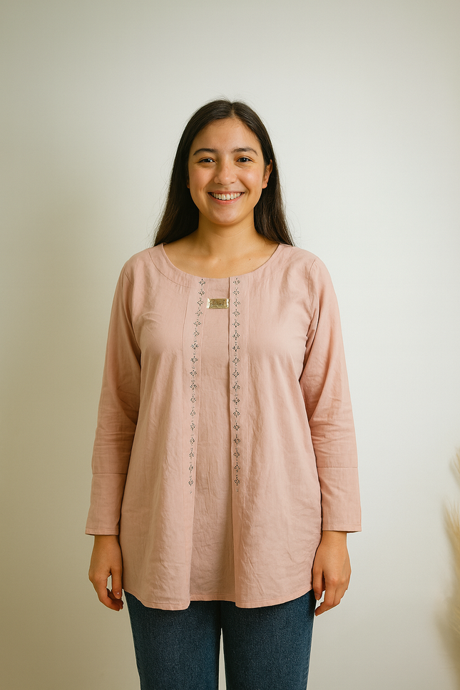 Women's Casual Pink Top - L Size
