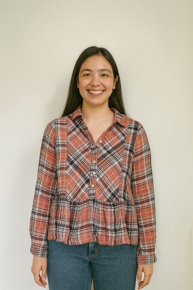 Women's Checked Full Sleeve Blue Shirt - M Size