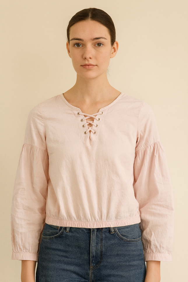 Women's Full Sleeve Crop Pink Top - S Size