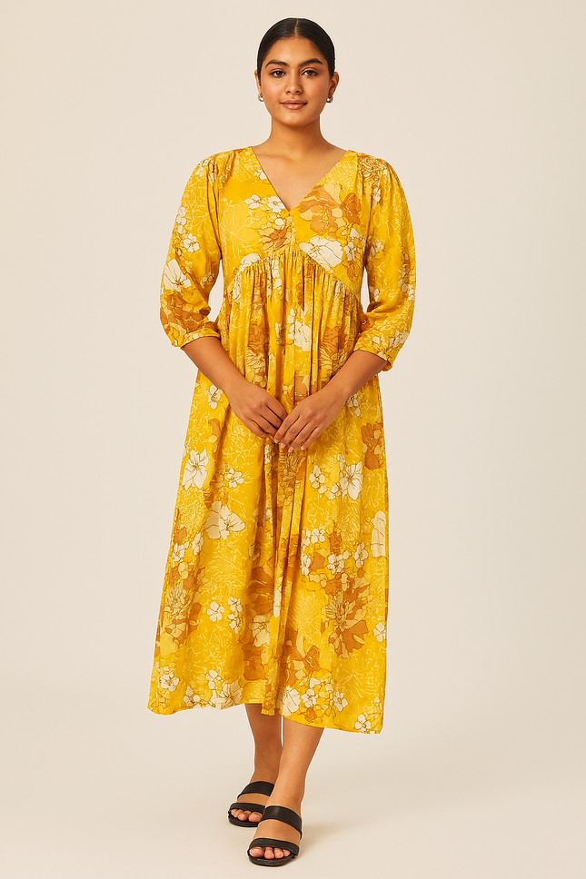 Women's maternity yellow floral dress of XS size