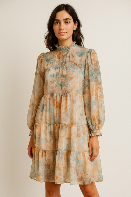 Women's Casual Peach Dress - M Size