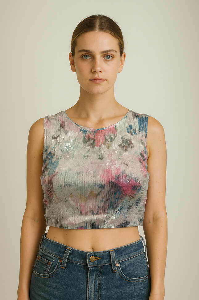 H&M Women's White Sequined Top - XS Size