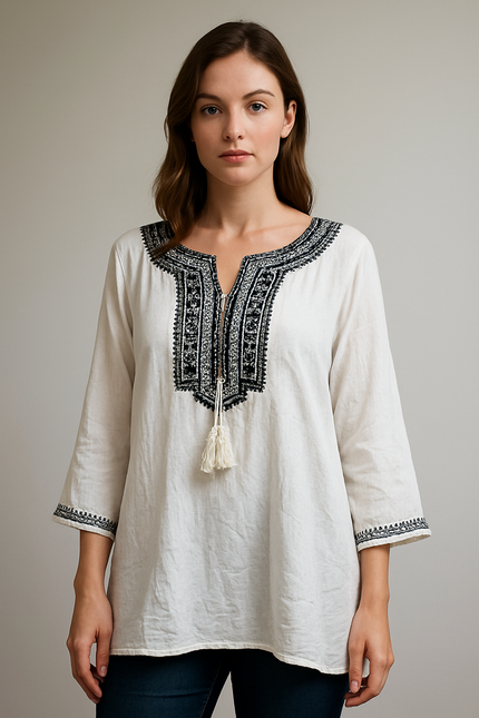 MAX Women's Casual White Short Kurti - L Size