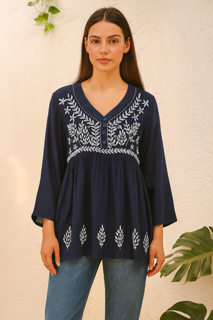BOMBAY Embroidered Tunic Navy Blue - L Size