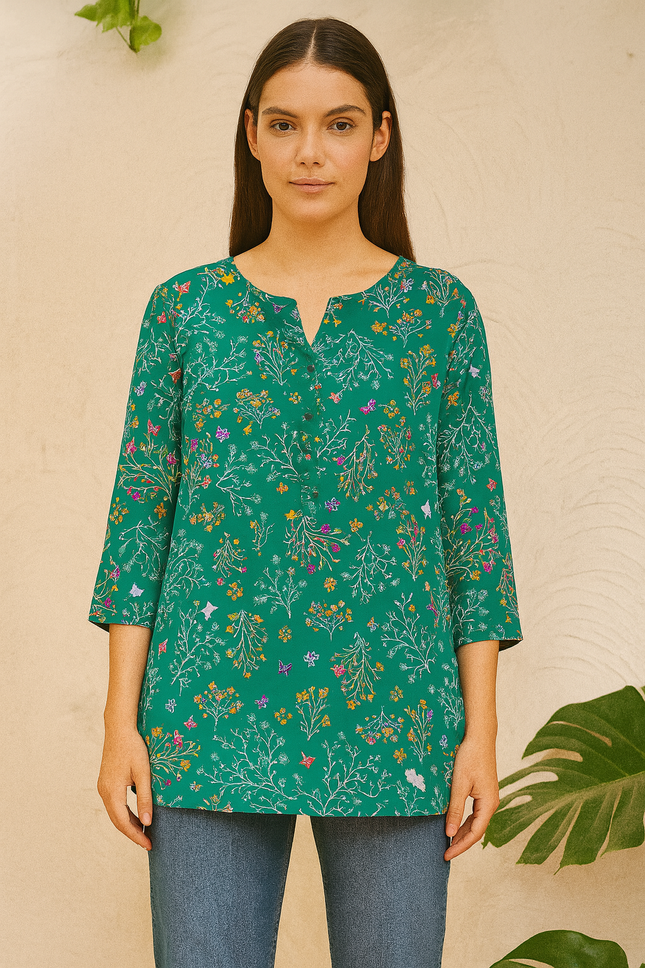 LIVA Women's Emrald (Sea Green) Beautiful Tunic Top - XL Size