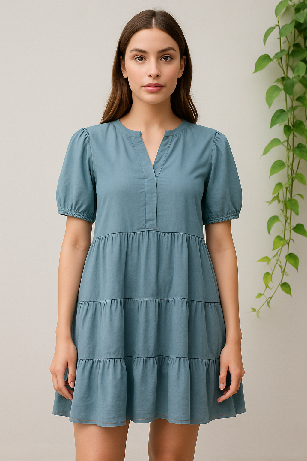 Women's  Casual Mid Bule Dress - XS Size