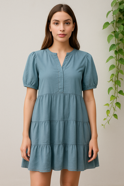 Women's  Casual Mid Bule Dress - XS Size