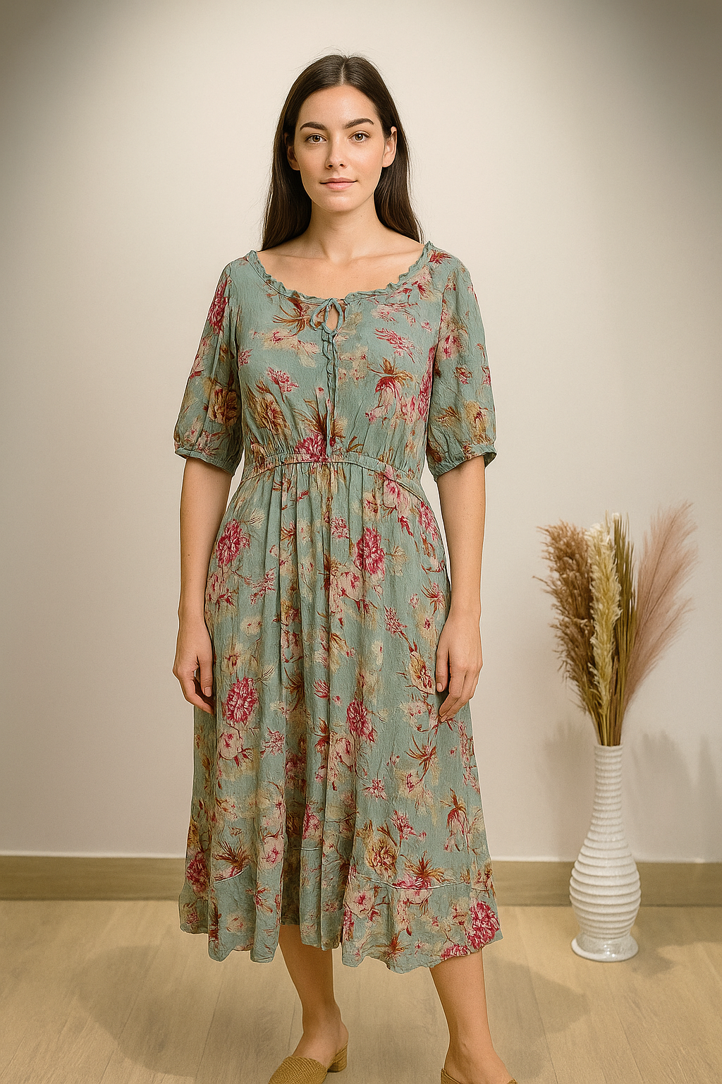 FIG Floral Print Fit & Flare Women Dress L Size