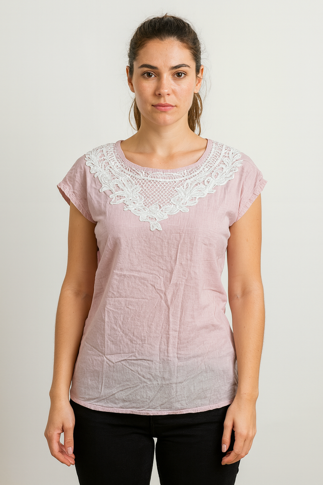 COTTON WORLD Women's Casual Striped  Pink Top -XS Size