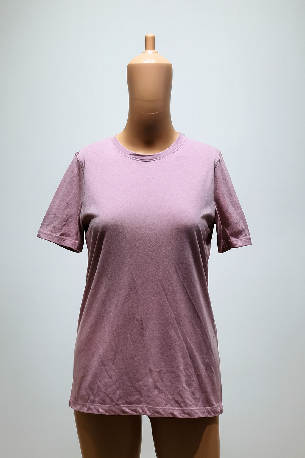 Women's Solid Round Neck Cotton Blend Purple T-Shirt - XS Size