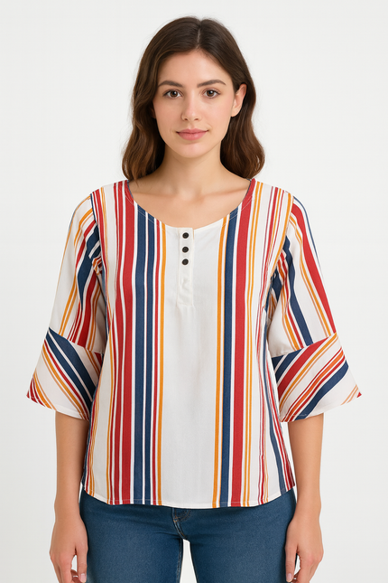 Women's Half Sleeve Mixed Colored Top - M Size