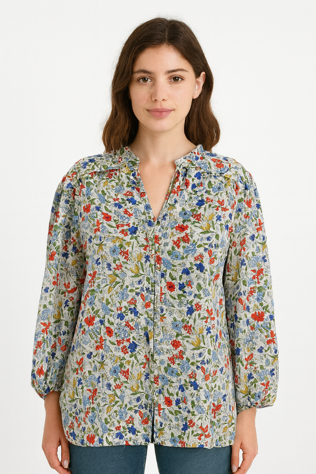 MANGO Womens Regular Fit Floral Print Top - M Size