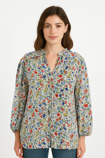 MANGO Womens Regular Fit Floral Print Top - M Size