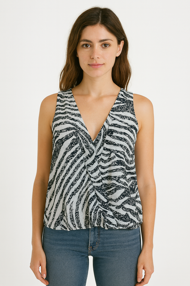 H&M Women's Regular Fit Black And White Top - M Size