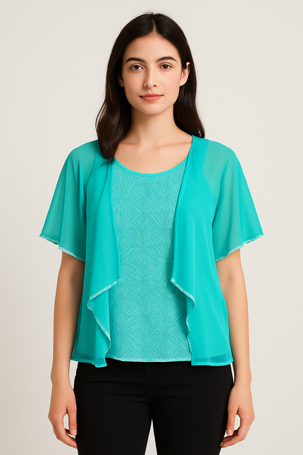 LALU Womens’s Top with Attached Shrug Blue - S Size