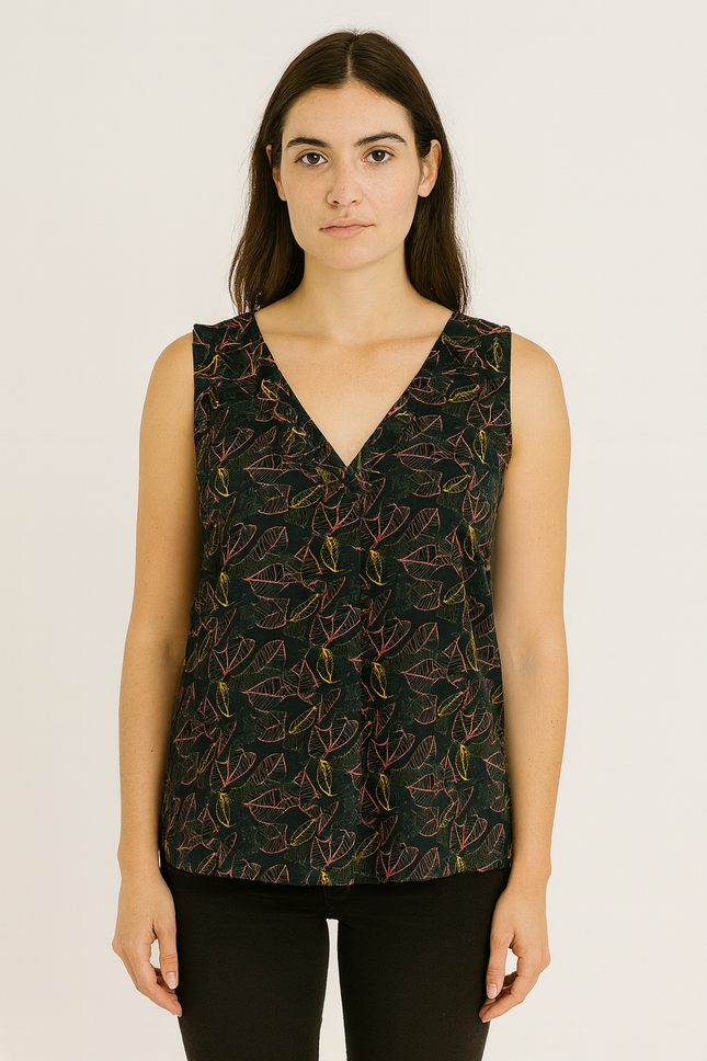 L H Women's Casual Sleeveless Black Top - M Size