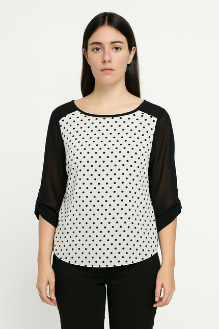 HARPA Women's  3/4 Sleeves B&W Top  - S Size