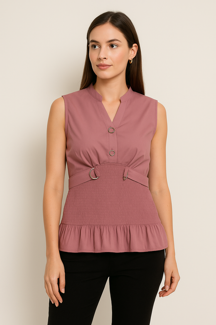 YAWEN Girls Top/Dress Sleeveless Rose Color - S Size