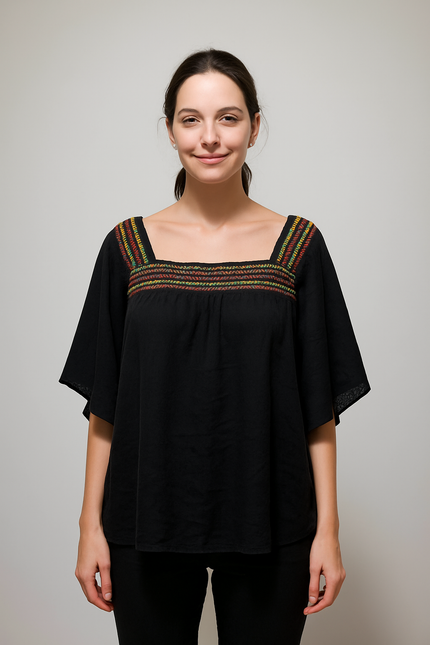 YI QING DAI Womens Black Top XL Size