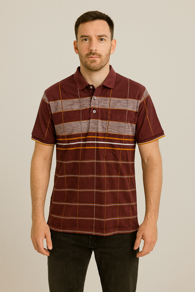 Men's Casual Brown T-Shirt - L Size