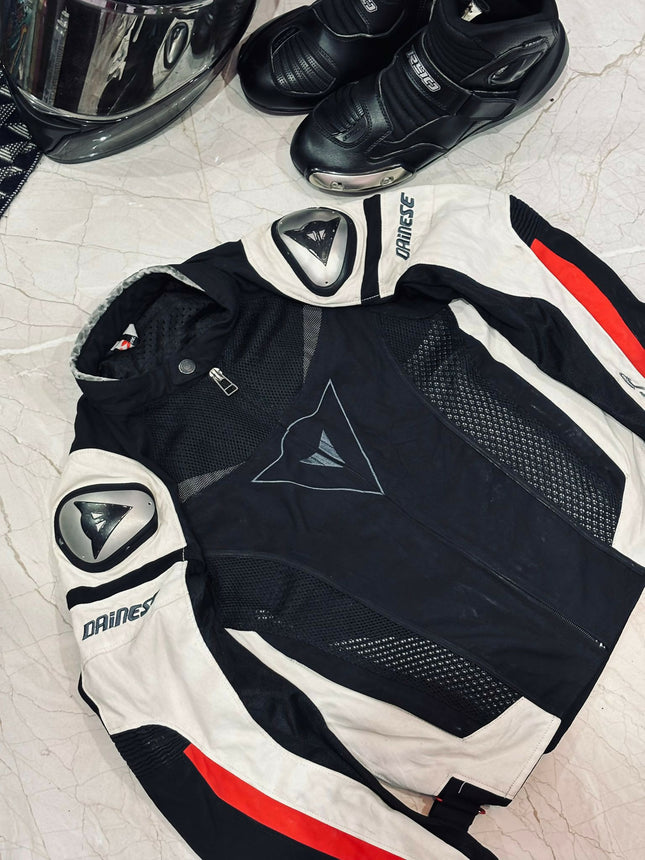 Men's Vintage Leather Racing Moto Jacket -