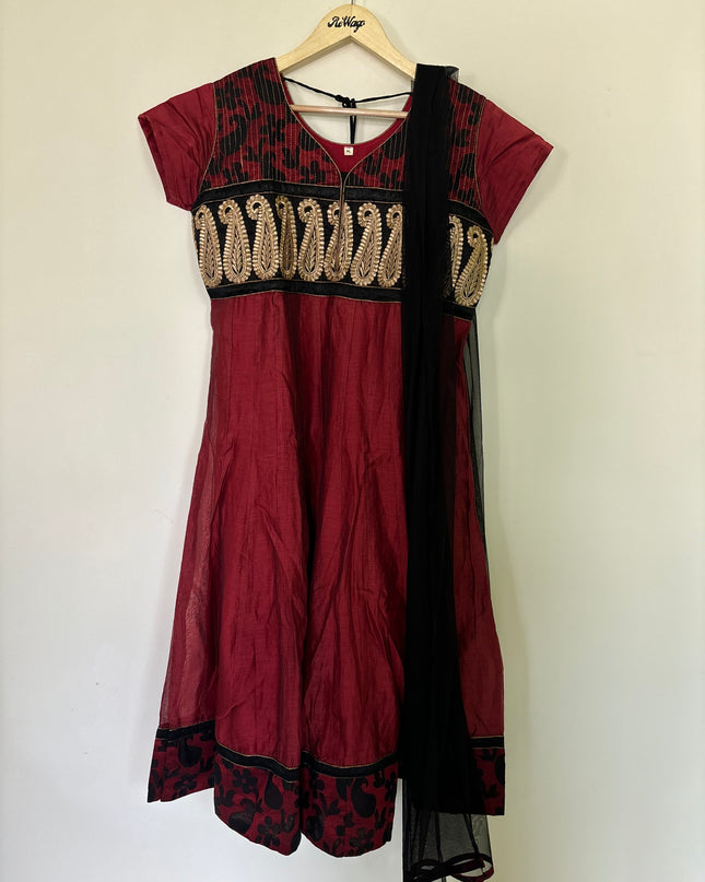 Women’s  Casual Maroon Kurti Set - XL Size