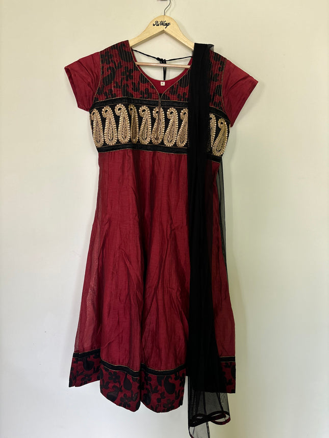 Women’s  Casual Maroon Kurti Set - XL Size