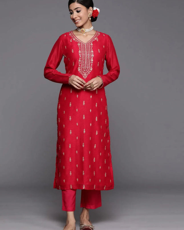 Libas Magenta Women’s Sequinced Work Kurti - M size