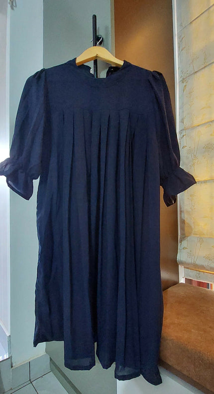 Navy Blue Knee Length Dress - Best Suitable for M Size