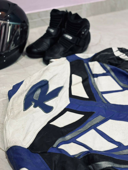 Men's Vintage Leather Racing Moto Jacket -