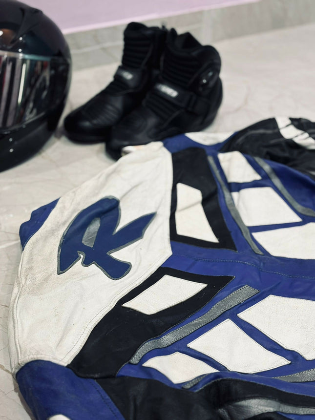 Men's Vintage Leather Racing Moto Jacket -