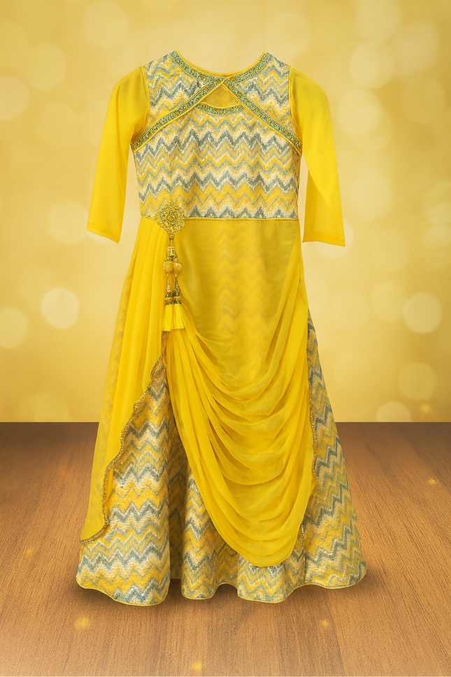 Women's Long yellow frock - S Size