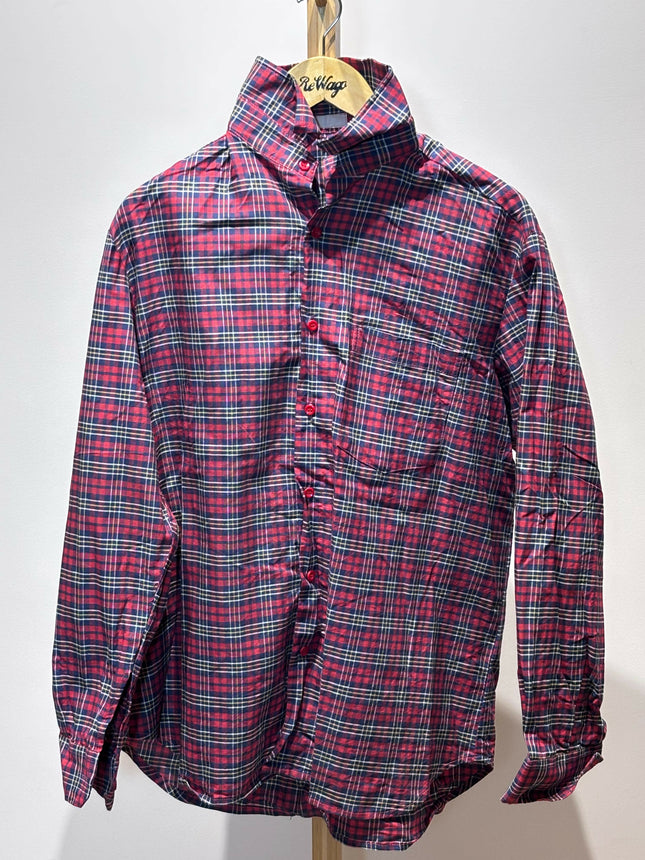 Men's Casual Classic Red and Navy Blue Plaid Shirt - XXXL Size