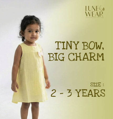 Yellow Bow Detail Dress for Girls (2–3 Years)