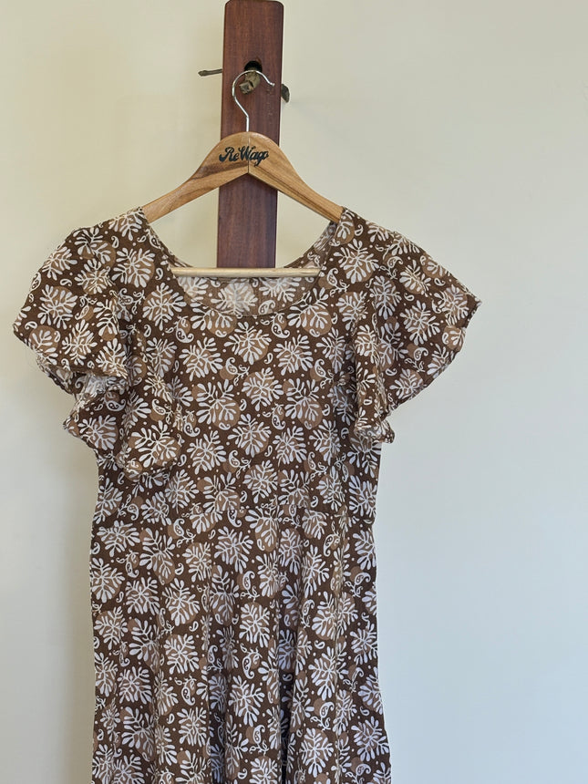 Women's stitched cotton Brown Dress - S Size