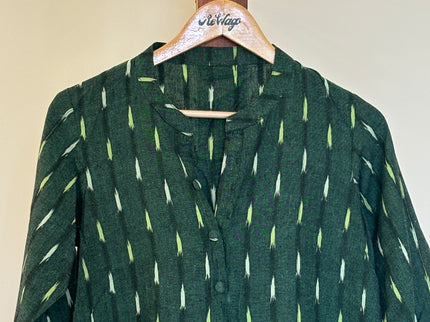 Women's  3/4th Sleeve Printed Green Kurti - M Size